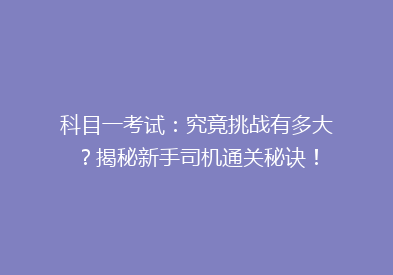 科目一考试：究竟挑战有多大？揭秘新手司机通关秘诀！