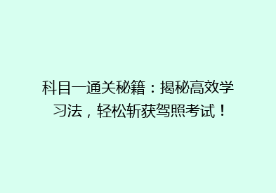 科目一通关秘籍：揭秘高效学习法，轻松斩获驾照考试！