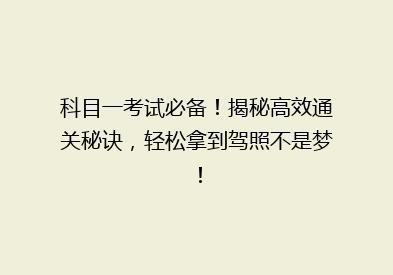 科目一考试必备！揭秘高效通关秘诀，轻松拿到驾照不是梦！