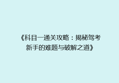 《科目一通关攻略：揭秘驾考新手的难题与破解之道》