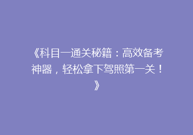 《科目一通关秘籍：高效备考神器，轻松拿下驾照第一关！》