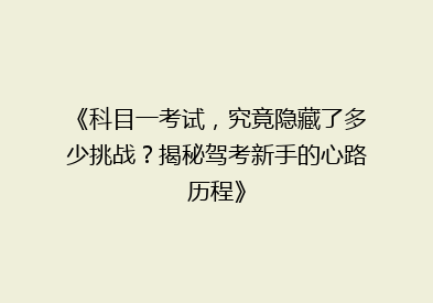 《科目一考试，究竟隐藏了多少挑战？揭秘驾考新手的心路历程》