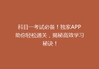 科目一考试必备！独家APP助你轻松通关，揭秘高效学习秘诀！