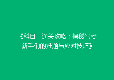 《科目一通关攻略：揭秘驾考新手们的难题与应对技巧》