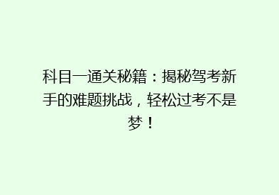 科目一通关秘籍：揭秘驾考新手的难题挑战，轻松过考不是梦！