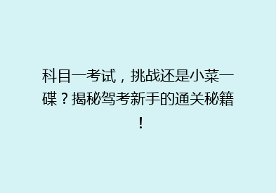 科目一考试，挑战还是小菜一碟？揭秘驾考新手的通关秘籍！
