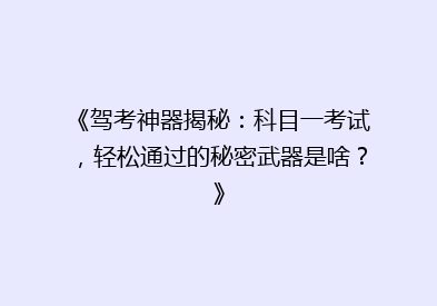 《驾考神器揭秘：科目一考试，轻松通过的秘密武器是啥？》