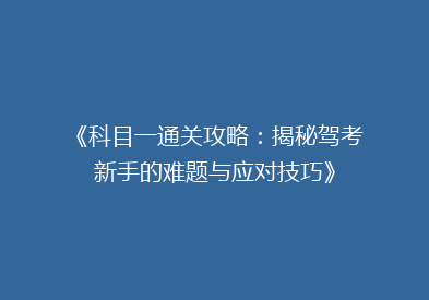 《科目一通关攻略：揭秘驾考新手的难题与应对技巧》