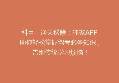 科目一通关秘籍：独家APP助你轻松掌握驾考必备知识，告别传统学习烦恼！