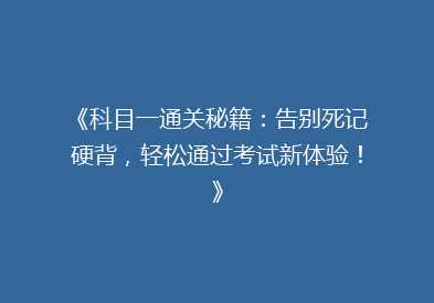 《科目一通关秘籍：告别死记硬背，轻松通过考试新体验！》
