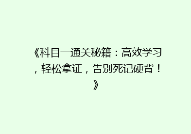《科目一通关秘籍：高效学习，轻松拿证，告别死记硬背！》