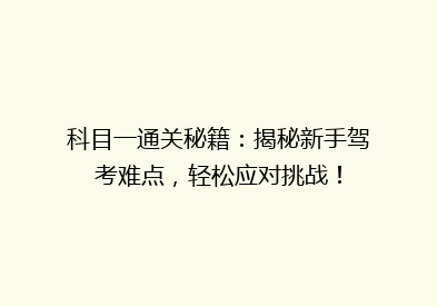 科目一通关秘籍：揭秘新手驾考难点，轻松应对挑战！