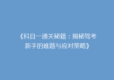 《科目一通关秘籍：揭秘驾考新手的难题与应对策略》