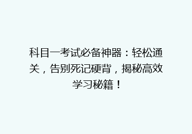 科目一考试必备神器：轻松通关，告别死记硬背，揭秘高效学习秘籍！