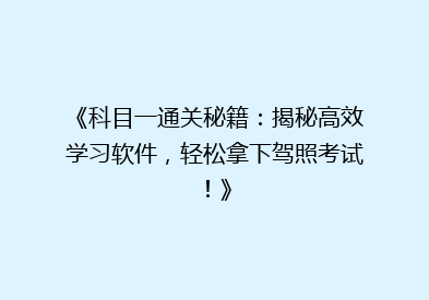《科目一通关秘籍：揭秘高效学习软件，轻松拿下驾照考试！》