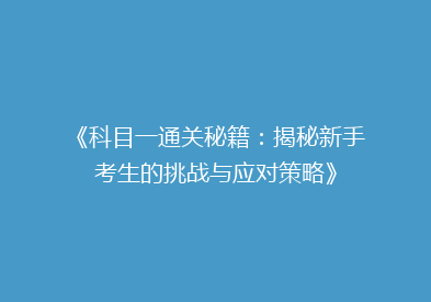 《科目一通关秘籍：揭秘新手考生的挑战与应对策略》