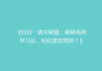 《科目一通关秘籍：揭秘高效学习法，轻松拿到驾照！》