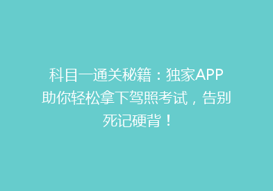 科目一通关秘籍：独家APP助你轻松拿下驾照考试，告别死记硬背！