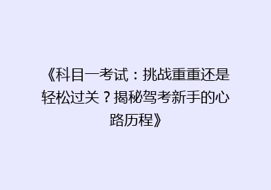 《科目一考试：挑战重重还是轻松过关？揭秘驾考新手的心路历程》