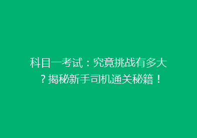 科目一考试：究竟挑战有多大？揭秘新手司机通关秘籍！