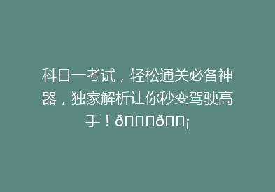 科目一考试，轻松通关必备神器，独家解析让你秒变驾驶高手！🚗💡