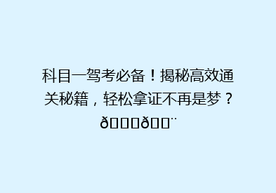 科目一驾考必备！揭秘高效通关秘籍，轻松拿证不再是梦？🚗💨