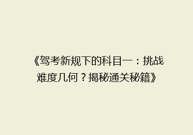《驾考新规下的科目一：挑战难度几何？揭秘通关秘籍》