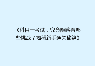 《科目一考试，究竟隐藏着哪些挑战？揭秘新手通关秘籍》