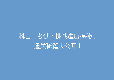 科目一考试：挑战难度揭秘，通关秘籍大公开！