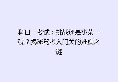 科目一考试：挑战还是小菜一碟？揭秘驾考入门关的难度之谜