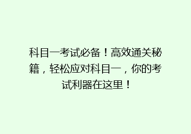 科目一考试必备！高效通关秘籍，轻松应对科目一，你的考试利器在这里！
