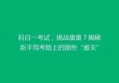 科目一考试，挑战重重？揭秘新手驾考路上的那些“难关”