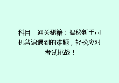 科目一通关秘籍：揭秘新手司机普遍遇到的难题，轻松应对考试挑战！