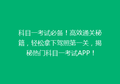 科目一考试必备！高效通关秘籍，轻松拿下驾照第一关，揭秘热门科目一考试APP！