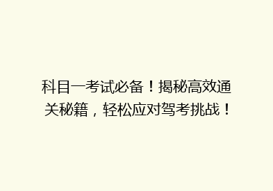 科目一考试必备！揭秘高效通关秘籍，轻松应对驾考挑战！