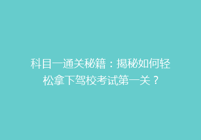 科目一通关秘籍：揭秘如何轻松拿下驾校考试第一关？