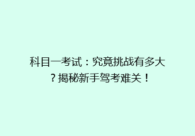 科目一考试：究竟挑战有多大？揭秘新手驾考难关！