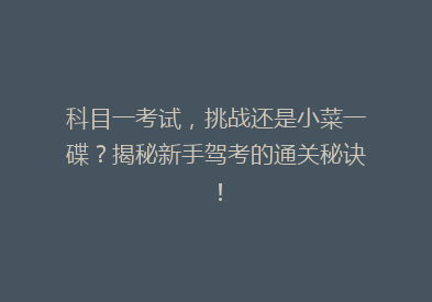 科目一考试，挑战还是小菜一碟？揭秘新手驾考的通关秘诀！