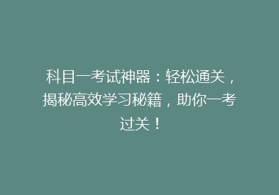 科目一考试神器：轻松通关，揭秘高效学习秘籍，助你一考过关！