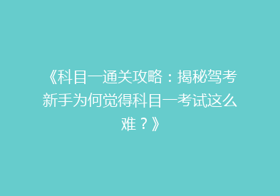 《科目一通关攻略：揭秘驾考新手为何觉得科目一考试这么难？》