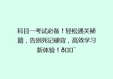 科目一考试必备！轻松通关秘籍，告别死记硬背，高效学习新体验！🎯