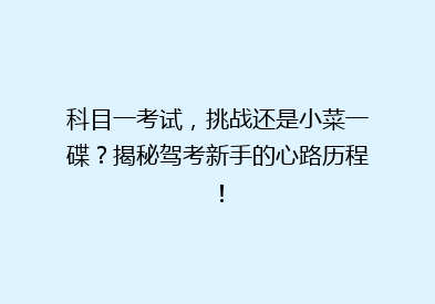 科目一考试，挑战还是小菜一碟？揭秘驾考新手的心路历程！