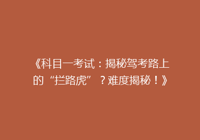 《科目一考试：揭秘驾考路上的“拦路虎”？难度揭秘！》