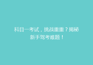 科目一考试，挑战重重？揭秘新手驾考难题！