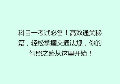 科目一考试必备！高效通关秘籍，轻松掌握交通法规，你的驾照之路从这里开始！