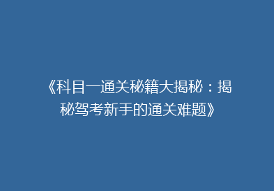 《科目一通关秘籍大揭秘：揭秘驾考新手的通关难题》