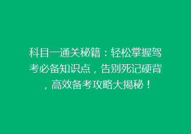 科目一通关秘籍：轻松掌握驾考必备知识点，告别死记硬背，高效备考攻略大揭秘！