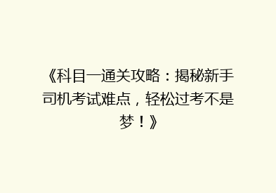 《科目一通关攻略：揭秘新手司机考试难点，轻松过考不是梦！》