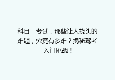 科目一考试，那些让人挠头的难题，究竟有多难？揭秘驾考入门挑战！