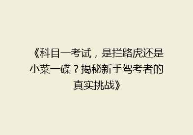 《科目一考试，是拦路虎还是小菜一碟？揭秘新手驾考者的真实挑战》